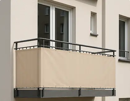 Beiger Balkon Sichtschutz am Geländer