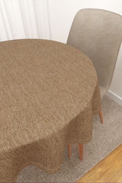 Tischdecke rund Lysel #2T Matomi in braunbeige