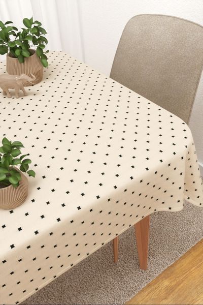 Tischdecke eckig Lysel #3J Kreuzmuster in beige