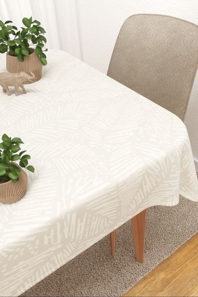 Tischdecke eckig Lysel #3J Mamou in Cremewei