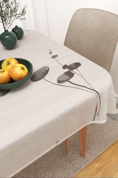 Tischdecke eckig Lysel #3J Papaver in platingrau