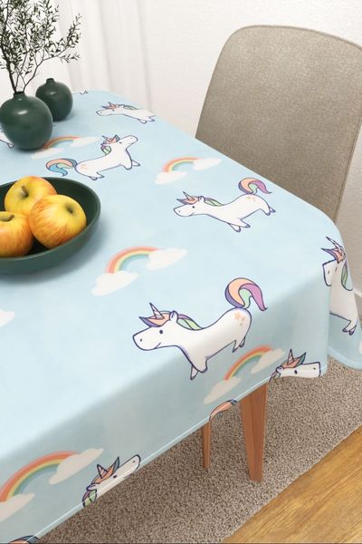 Tischdecke eckig Lysel #3J Tapila in pastellblau