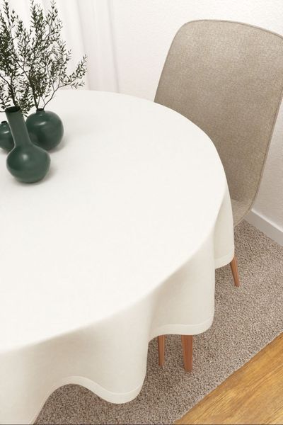 Tischdecke rund Lysel #3J Cabonca in wei