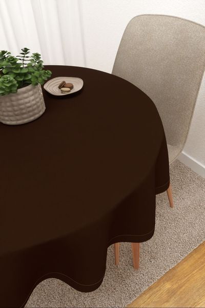 Tischdecke rund Lysel #3J Enna in schokobraun