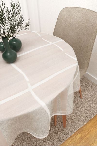 Tischdecke rund Lysel #3J Ikkuna in reinwei