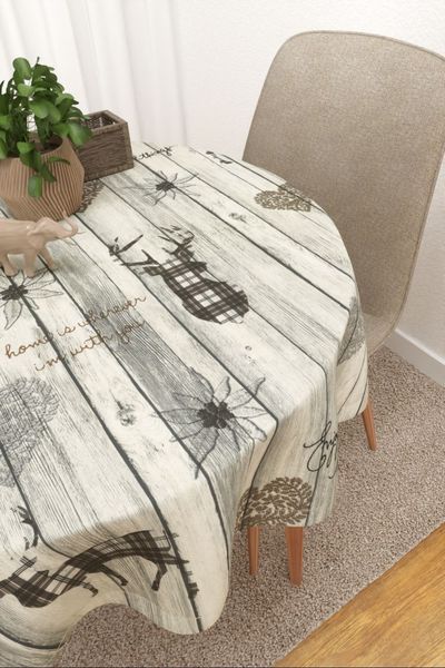 Tischdecke rund Lysel #3J Kankare in graubeige