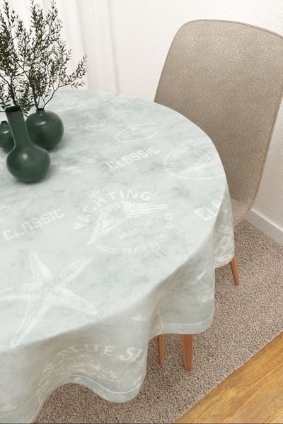 Tischdecke rund Lysel #3J Karuna in blaugrau
