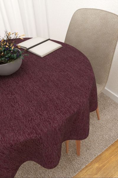 Tischdecke rund Lysel #3J Matomi in aubergine