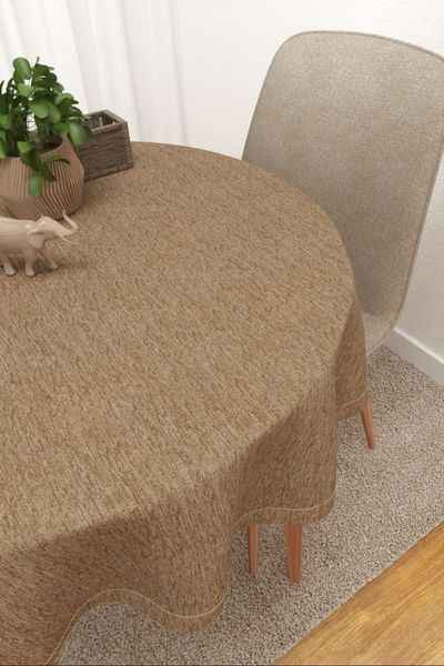 Tischdecke rund Lysel #3J Matomi in braunbeige
