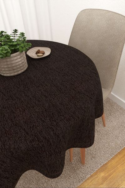 Tischdecke rund Lysel #3J Matomi in schokobraun