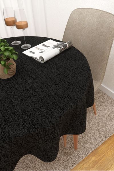 Tischdecke rund Lysel #3J Matomi in schwarz