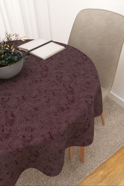 Tischdecke rund Lysel #3J Rosario in aubergine