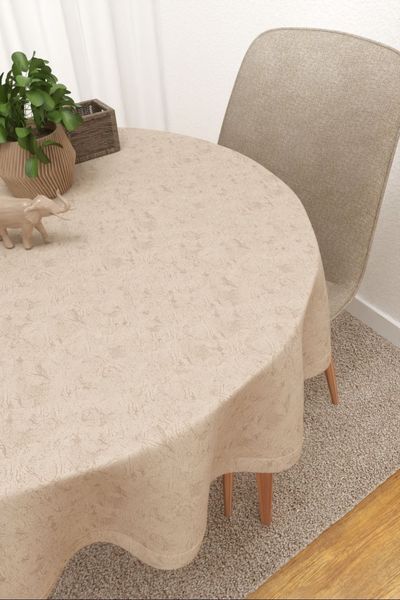 Tischdecke rund Lysel #3J Rosario in beige