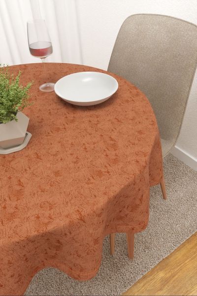 Tischdecke rund Lysel #3J Rosario in orangebraun