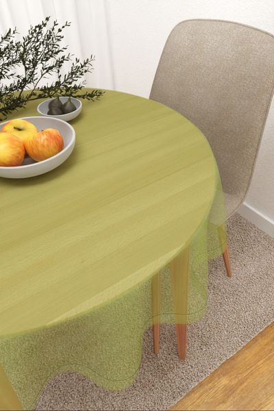 Tischdecke rund Lysel #3J Satara in apfelgrn