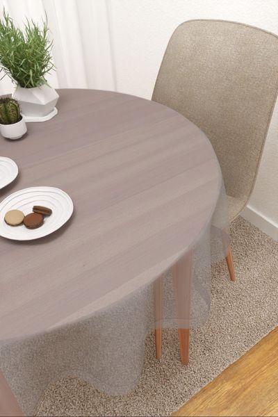 Tischdecke rund Lysel #3J Satara in blaugrau