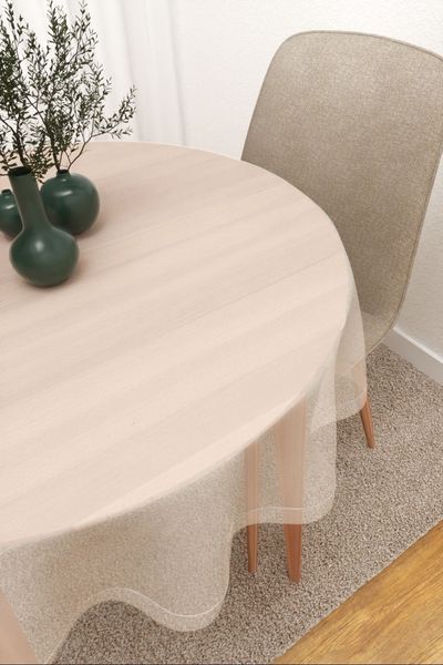 Tischdecke rund Lysel #3J Satara in cremewei