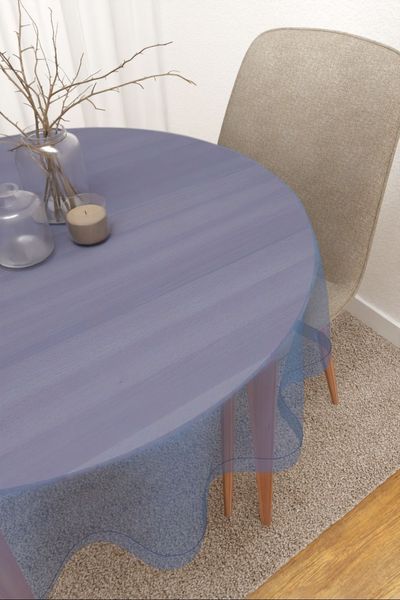 Tischdecke rund Lysel #3J Satara in enzianblau