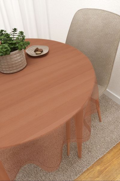 Tischdecke rund Lysel #3J Satara in rehbraun