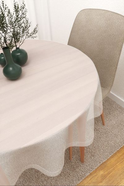 Tischdecke rund Lysel #3J Satara in reinwei