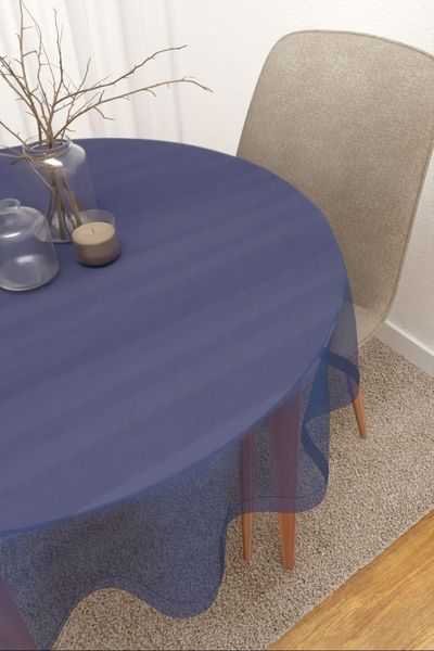 Tischdecke rund Lysel #3J Satara in saphirblau