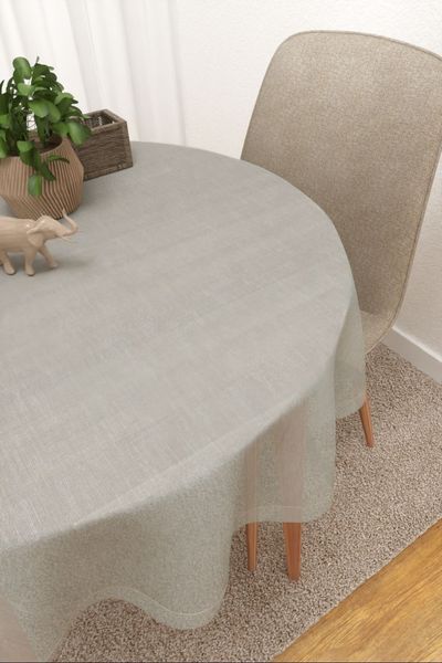 Tischdecke rund Lysel #3J Severin in graubeige