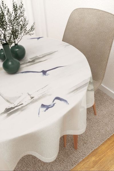 Tischdecke rund Lysel #3J Soneja in graublau