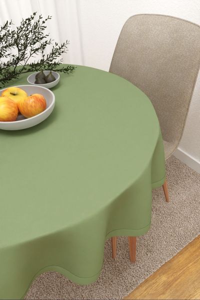 Tischdecke rund Lysel #3J Thermos in olivgrn