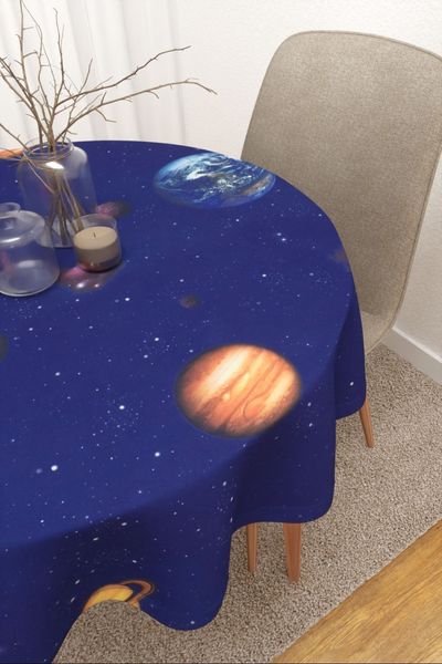 Tischdecke rund Lysel #3J Tilaa in brillantblau