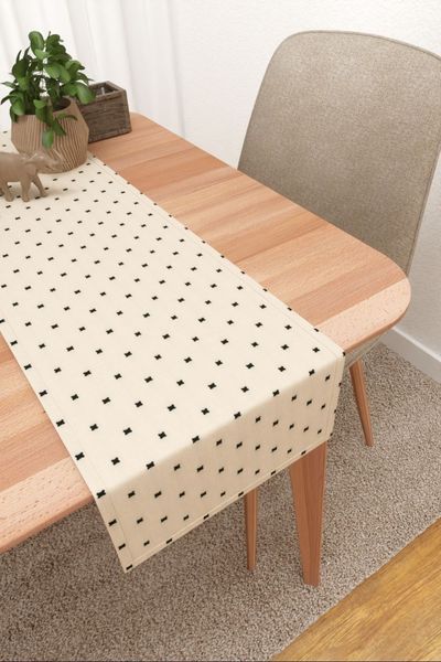 Tischlufer Lysel #3J Kreuzmuster in beige