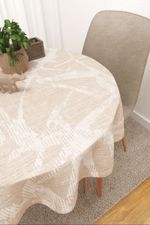 Tischdecke rund in Beige