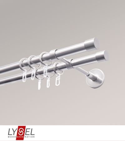 Lysel - SET Opal 160cm Doppelträger geschlossen 2-Lauf mit Endstücke Kugel in Edelstahl-Optik