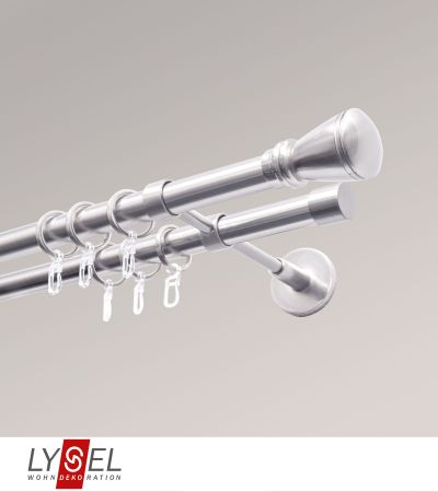 Lysel - SET Opal 160cm Doppelträger geschlossen 2-Lauf mit Endstücke Konus in Edelstahl-Optik