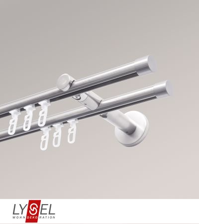 Lysel - SET Topaz 2-Lauf Doppelträger offen 160cm Innenlauf mit Endstücke Kappe in Edelstahl-Optik