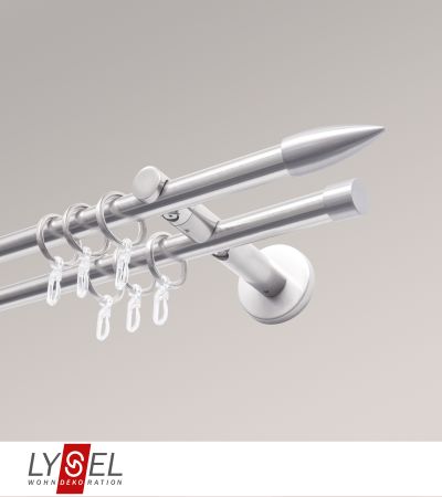 Lysel - SET Topaz 2-Lauf Doppeltrger offen 160cm Innenlauf mit Endstcke Kappe in Edelstahl-Optik