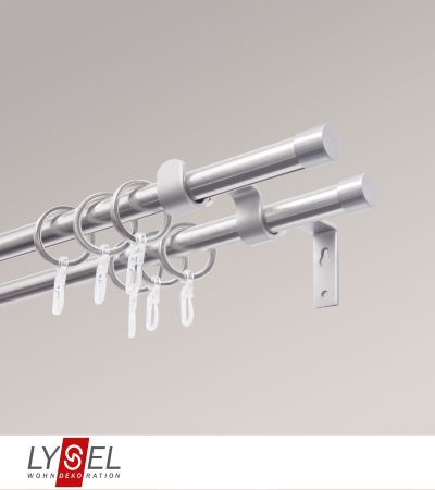 Lysel - SET Topaz 2-Lauf Doppeltrger offen 160cm Innenlauf mit Endstcke Kappe in Edelstahl-Optik