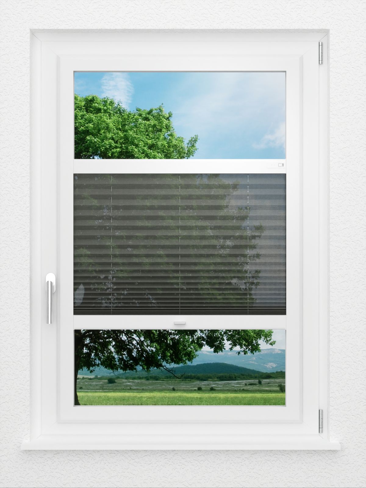 Stoff Plissee Ma&szlig;anfertigung LYSEL HOME Plissee 112A Nero Smart Frame